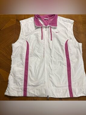 Nike Full Zip Sleeveless White/Pink Jacket Women’s Size XXL